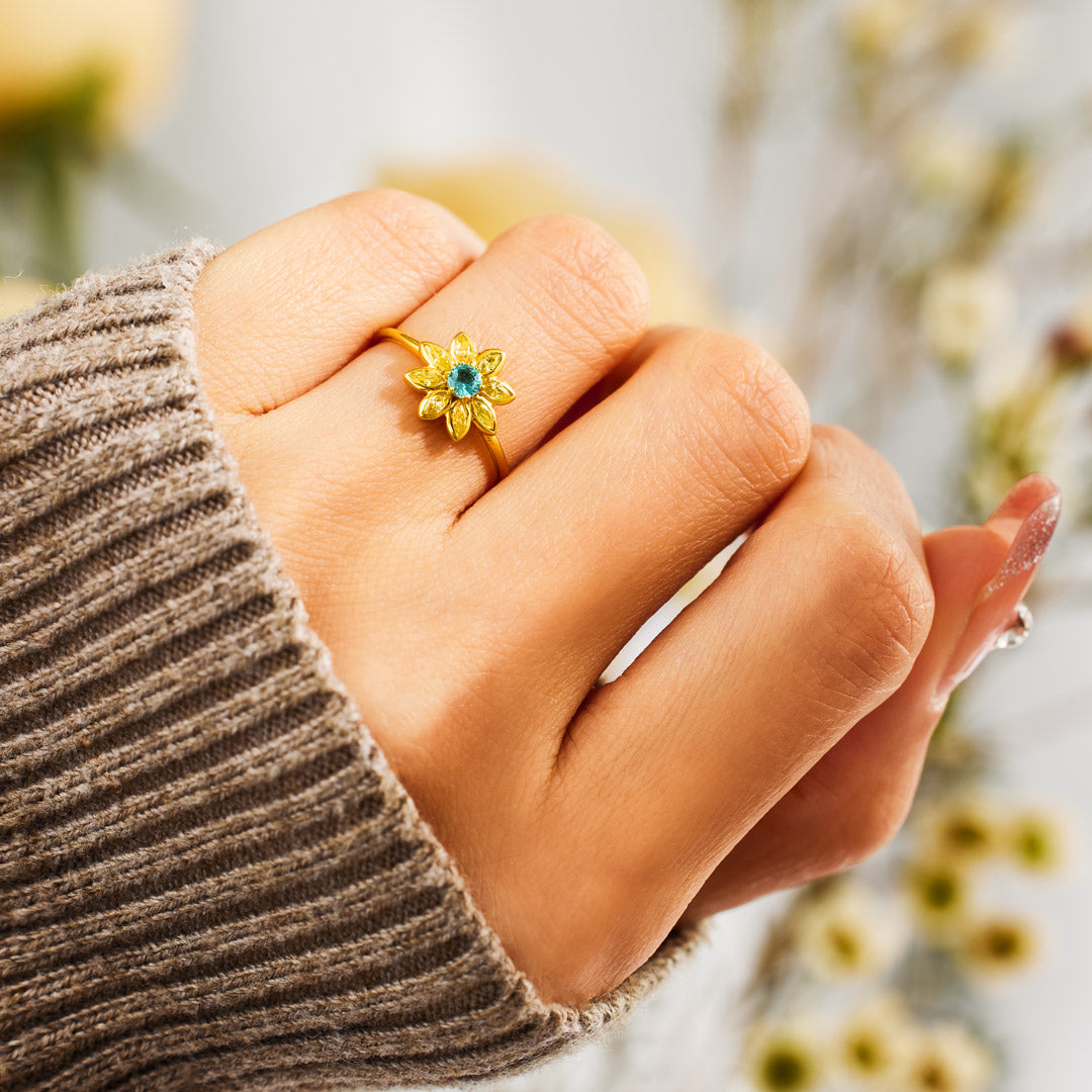 I Love You Golden Flower Ring