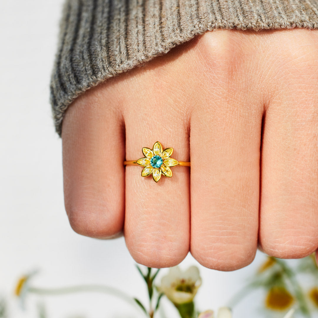 I Love You Golden Flower Ring