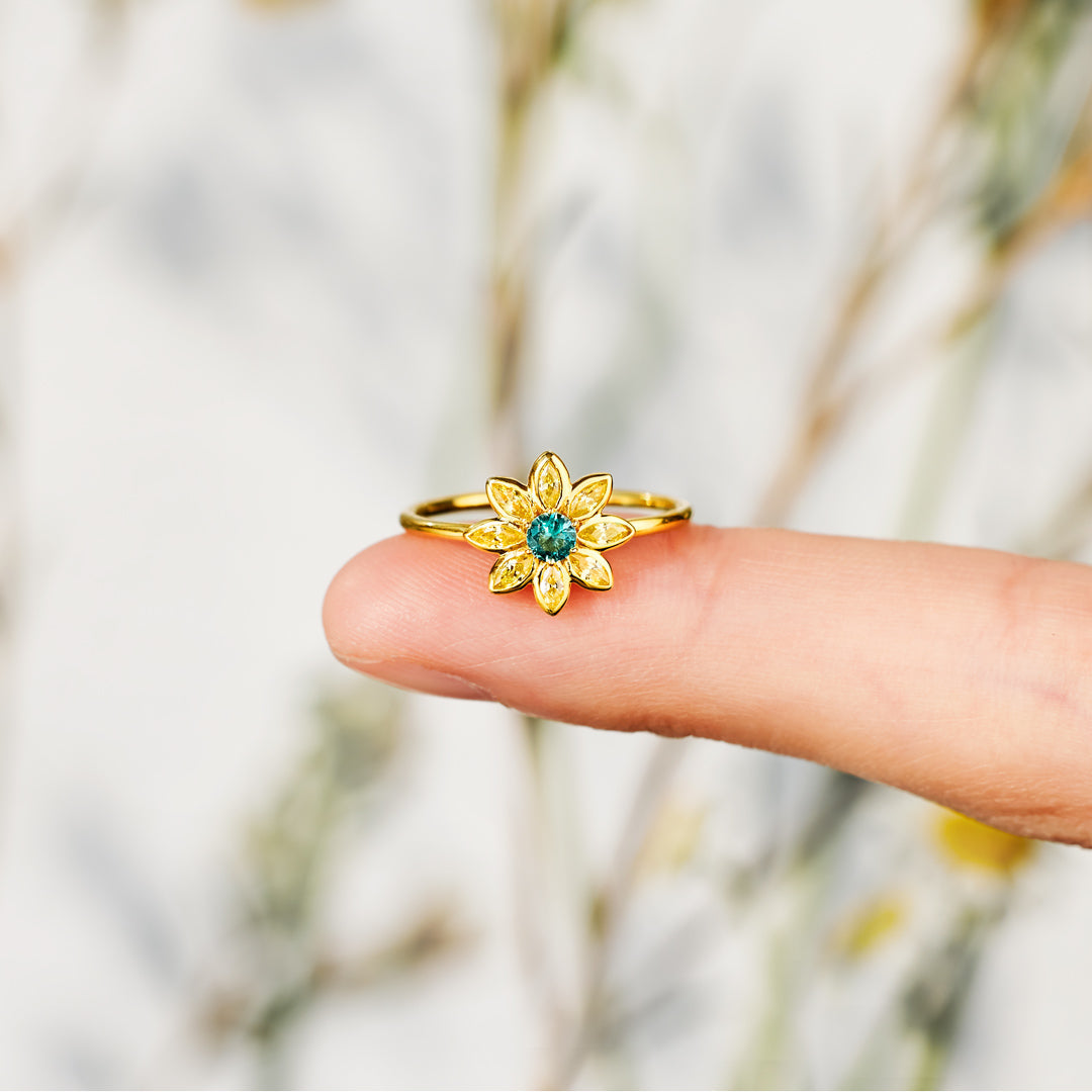 I Love You Golden Flower Ring